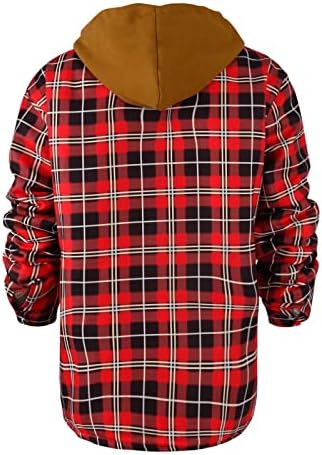Ymosrh Hoodies Erkekler Kapitone Çizgili Düğme Aşağı Ekose Gömlek Eklemek Kadife Sıcak tutmak için kapüşonlu ceket