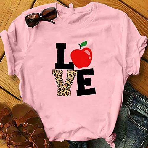 Kadın sevgililer Günü yazlık t-Shirt Aşk Mektubu Baskı Bluz Yuvarlak Boyun Kısa Kollu Tees Tops Gevşek Casual Gömlek
