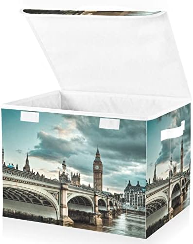 ınnewgogo Parlamento Binası Londra eşya kutuları Düzenlemek için Kapaklı Depolama kollu sepet Oxford kıyafet depolama