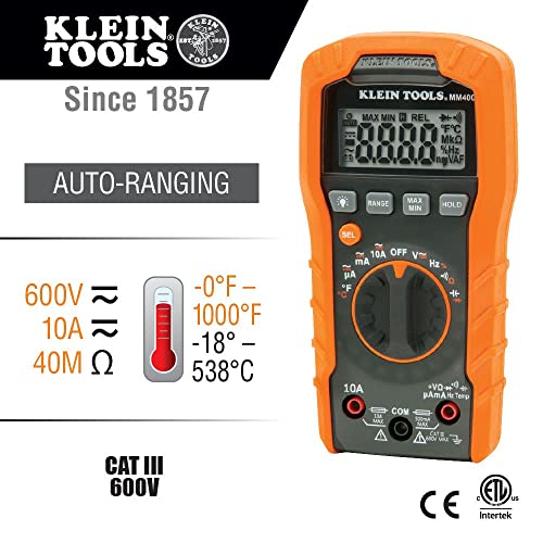 Klein Tools MM400 Multimetre, Elektronik AC/DC Gerilim Test Cihazı, GFCI Çıkış Test Cihazı ve Temassız Gerilim Test