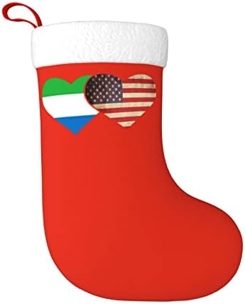 Cutedwarf Sierra Leone Bayrağı ve Amerikan Bayrağı Noel Çorap noel dekorasyonları Klasik 18 İnç Şömine Asılı Çorap