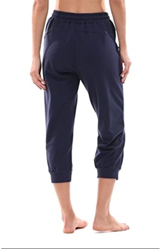 KaiDi kadın Capri Sweatpants Rahat Kapri cepli pantolon Capri Joggers Capri Yoga Pantolon İpli Egzersiz Sweatpants