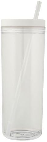 eBuyGB 590ml Plastik pipetli bardak-Smoothie Suyu Buzlu Kahve BPA Ücretsiz seyahat tipi kupa (Beyaz)