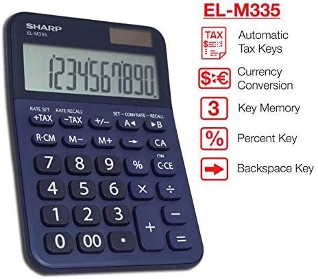 Sharp EL-M335 Para Birimi Dönüştürme İşlevlerine, Vergi, Yüzde ve Geri Alma Tuşlarına ve Ev veya Ofis Kullanımı için