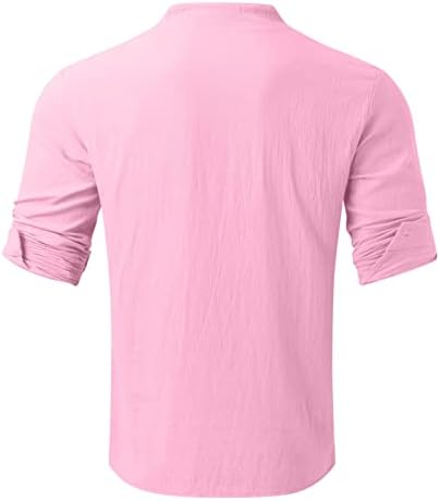 Yaz Plaj Gömlek Erkekler için Erkek Gömlek Yaka Pamuk Keten Baskı Moda Üst Bluz Gevşek Uzun Kollu Düğme Katı