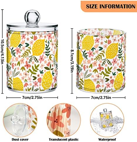 Çiçek Limon 2 Paket Pamuklu Çubuk Topu Tutucu Organizatör Dağıtıcı Kapaklı Plastik Pamuk Topu Konteyner Pamuk Topu