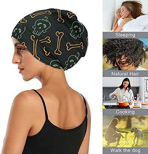 Kafatası Kap Uyku Kap Çalışma Şapka Bonnet Beanies Kadınlar için Cadılar Bayramı Kafatası Uyku Kap Çalışma Şapka Saç