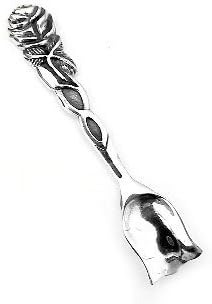 Gümüş Gül Çiçek Kürek Şekilli Tuz Kaşığı