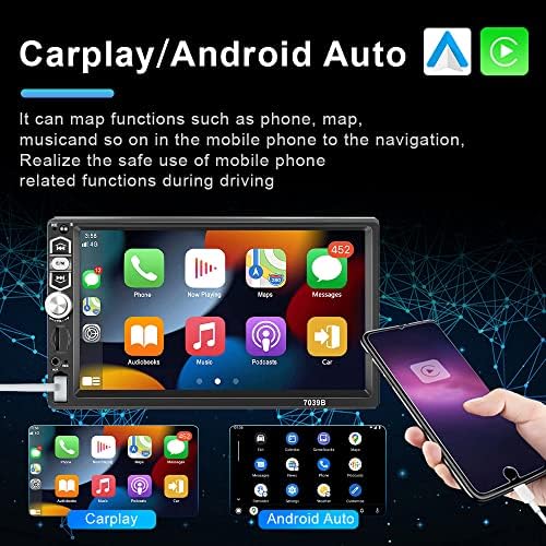 Tek Din Araba Stereo ile Apple Carplay ve Android Oto, 7 İnç Dokunmatik Ekran Araba Radyo ile Bluetooth FM Ayna Bağlantı