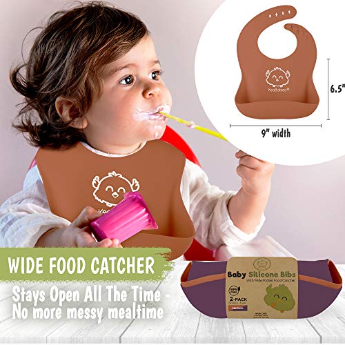 KeaBabies Bebek Silikon Önlükler ve Organik Bebek Önlüğü Paketi-Bebek Besleme Önlükler ile Büyük Gıda Catcher Cep