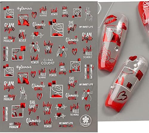 Sevgililer Günü Tasarım Nail Art Etiketler Çıkartmaları Aşk Kalp 3D Kendinden Yapışkanlı Tırnak Çıkartması Romantik