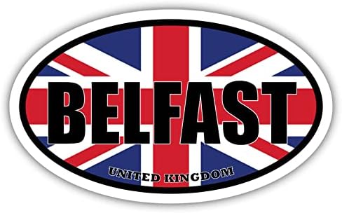 Belfast Birleşik Krallık Bayrağı Oval Çıkartması Vinil tampon çıkartması 3x5 inç