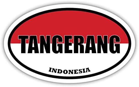 Tangerang Endonezya Bayrağı Oval Çıkartması Vinil TAMPON çıkartması 3x5 inç