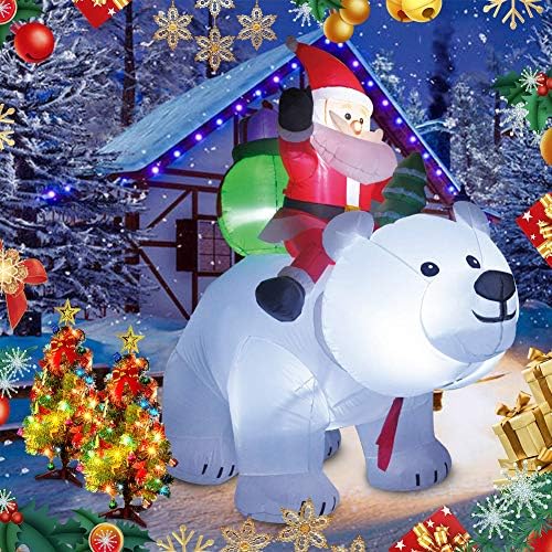 6 Feet Noel Dekorasyon Seti Noel Ağacı ve Şişme Noel Baba Kutup Animasyon Ayısına Binmek Noel İç Mekan Dış Mekan Bahçe