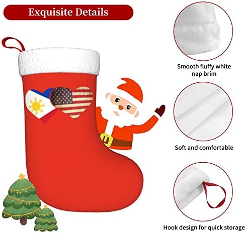 Cutedwarf Filipinler Bayrağı ve Amerikan Bayrağı Noel Çorap noel dekorasyonları Klasik 18 İnç Şömine Asılı Çorap
