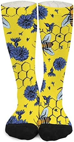 Arılar ve Çiçekler Renk Eşleştirme Yüksek Çorap Moda Spor sıcak tutan çoraplar Erkekler Kadınlar için