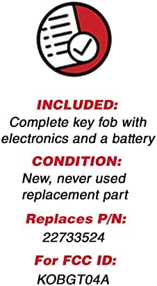 KeylessOption Anahtarsız Giriş Uzaktan Çalıştırma Kontrolü Araba Anahtarı Fob Değiştirme 22733524 (2'li paket)