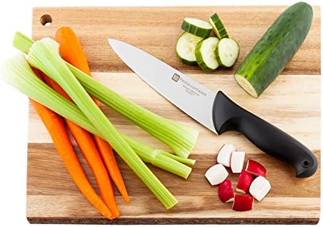 Sensei 8 inç Şef Bıçağı, 1 Renkli Kodlu Pimli Mutfak Bıçağı-Yüksek Karbonlu, Leke Tutmaz, Siyah Alman Çelik Et Bıçağı,