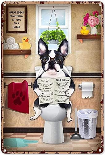 Köpek İşareti Köpek Sevgilisi Boston Terrier Köpek Tuvalet sanat posterleri Metal Plak Tabela Çiftlik Evi Banyo Garaj