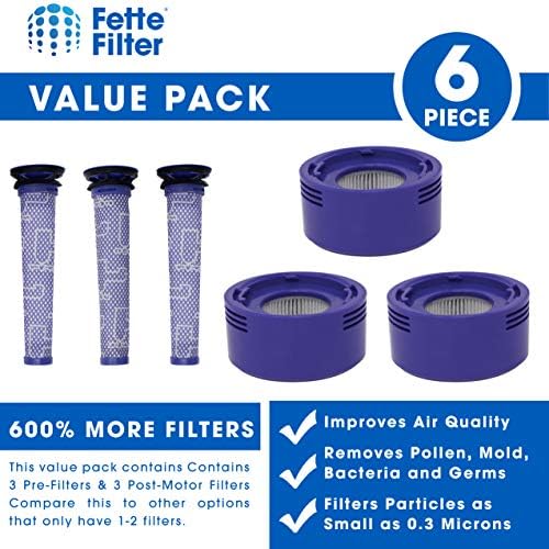 Fette Filtresi-3 Ön Filtreli ve 3 HEPA Filtreli Combo Vakum Filtresi Seti Dyson V7 & V8 Absolute ve Animal Akülü Elektrikli