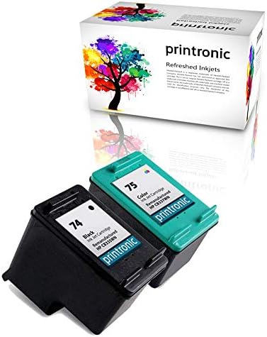 Printronic Yeniden Üretilmiş Mürekkep Kartuşu HP yedek malzemesi 74 HP 75 CB335WN CB337WN (1 siyah 1 Renk) 2 Paket