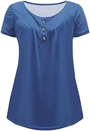 Kadın Yaz Sonbahar Bluz 2023 Elbise Moda Kısa Kollu Crewneck Pamuk Brunch Pilili Üst Tee Kadın 3J 3J