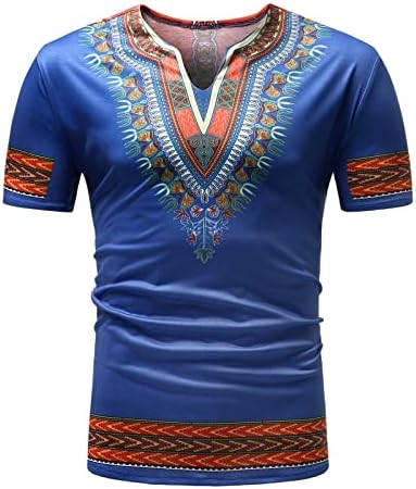 Erkek Moda Gömlek Afrika Geleneksel Desen T-Shirt Patchwork Tees Nefes Kısa Kollu Dashiki Bluz Tops