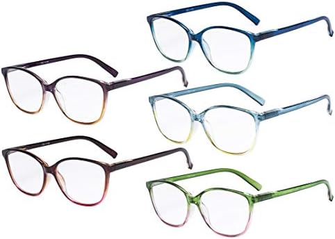 Eyekepper Bayanlar okuma gözlüğü 5 Paket Büyük Kedi gözü Şık Okuyucular Kadınlar + 1.25