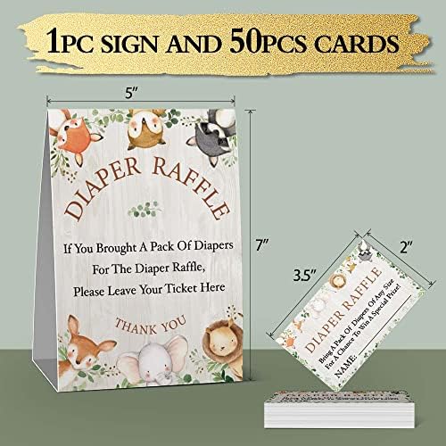 Bebek Bezi Çekiliş işareti ve kartları, Ormanlık Ahşap Tahıl Renk Teması Bebek Duş Seti( 1 işaret ve 50 Kart), okaliptüs