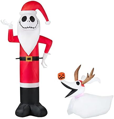 Gemmy 4.5 ' Uzun Boylu Noel Şişme Jack Gibi Giyinmiş Santa Sıfır Ren Geyiği Boynuzları ile İç / Dış Dekorasyon