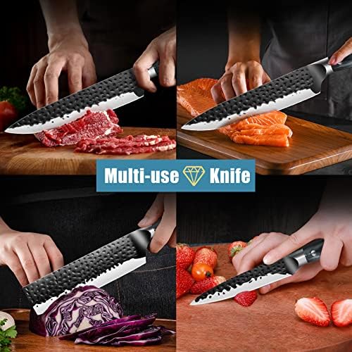 Dfito şef bıçağı seti, 3 Adet El Dövme Mutfak bıçağı Seti Ultra Keskin şef bıçağı, Cleaver Bıçağı, Soyma bıçağı,Yüksek