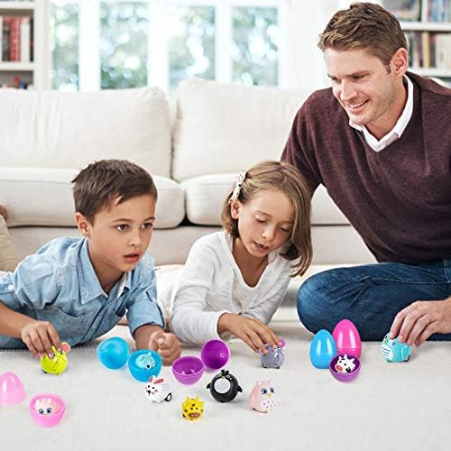 LOVESTOWN 12 ADET Paskalya Yumurtaları ile Oyuncaklar İçinde, Paskalya Dolması Yumurta ile Hayvan Geri Çekme Oyuncak