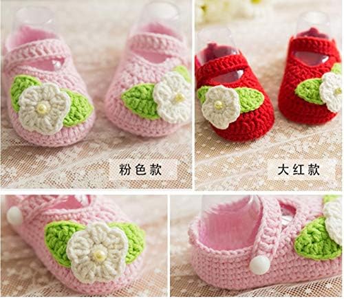VOVOLO Bebek Ayakkabı Tığ Seti, DIY Amigurumi Örgü ve Tığ Seti, Kolay Amigurumi Kitleri, 1 Çift Çiçek Biçimidir Bebek