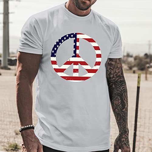 Yazlık gömlek Erkekler için Erkek Yaz Rahat Barış Bayrağı Baskı T Shirt Bluz Yuvarlak Boyun Kısa Erkek T Shirt Grafik