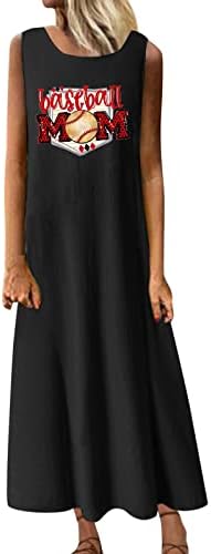 MIASHUI Midi Elbiseler Kadınlar için Yaz Kadın Yaz Pamuk Boho Rahat Moda Crewneck Kolsuz Elbise uzun elbise ile