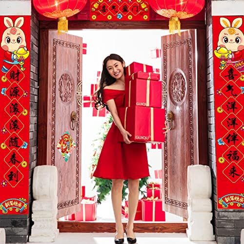 Çin Yeni Yılı 2023, 10 Adet Yeni Yıl Süsleri, 261g Özel Kağıt Çin Bahar Şenliği Beyitleri, Fu Kelimesi ve Tavşan Pencere