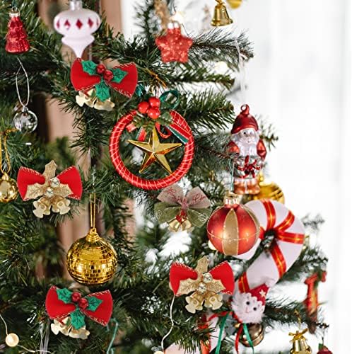 Angoily 10 pcs Noel Çelenk Dekorasyon ile çan Yay Noel Çelenk Yay Bağları Noel Tatil Çan Sarma Yaylar Noel Ağacı Dekoratif