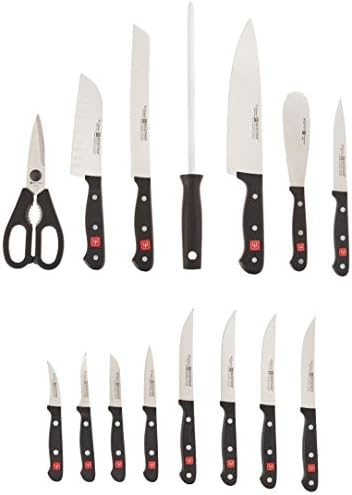 Wüsthof Gurme bıçak blok seti, Bir Boyut, Kayın Ağacı Blok, Paslanmaz Bıçaklar ve 2 Aşamalı El Kalemtıraş