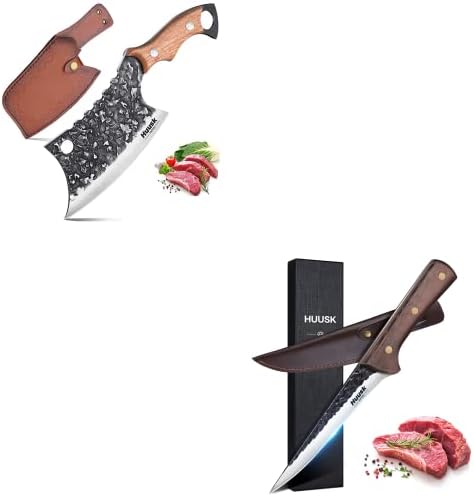 Huusk Japonya Bıçak El Dövme Et Cleaver Paketi Japon Et Kasap Döş kesme bıçağı
