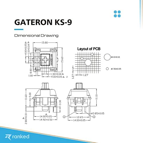 Gateron ks - 9 Anahtar Anahtarları Mekanik Oyun Klavyeleri / Plaka Monte (Gateron Sessiz Kırmızı, 10 Adet)
