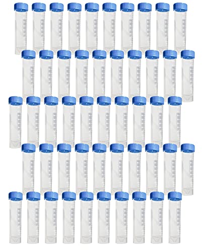 ZHIBANG 50ml Plastik Mezun Santrifüj Tüpleri vidalı kapak, 50 ADET Kendi Kendine Ayakta Test Tüpleri (Mavi Kapak)