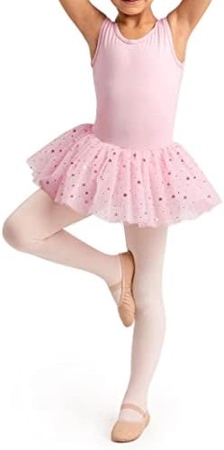 LİONJİE Kızlar Bale Leotard Tutu Dans Elbise Tankı Yay Geri Glitter Yıldız Etek Balerin Kıyafet 3-12Y