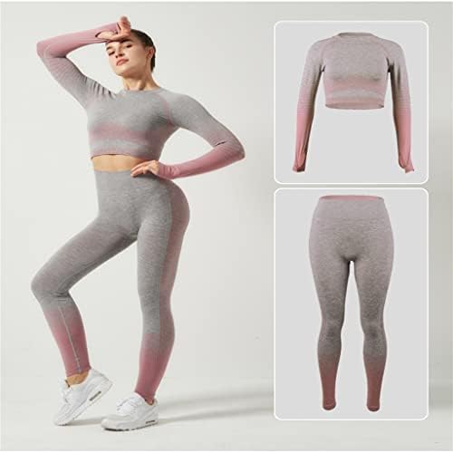 CZDYUF Büyük Boy Kadın Spor Yoga giyim seti Hızlı Kuru İki Parçalı Degrade Koşu spor elbise (Renk: D, Boyut: Orta)