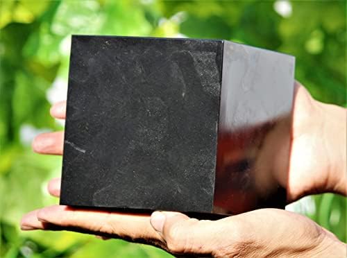 Süper Doğal Cilalı Siyah Turmalin Kuvars Kristal Taş Kare Küp (105mm) çakra Şifa Kuvars Siyah Taş Büyük Küpler Dekoratif