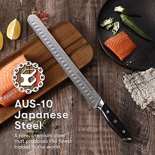 Master Maison Premium 19 Parçalı Mutfak Bıçağı Seti, Ahşap Saklama Bloğu Ve Şam Çeliği Granton Kenar Oyma Bıçağı Seti,